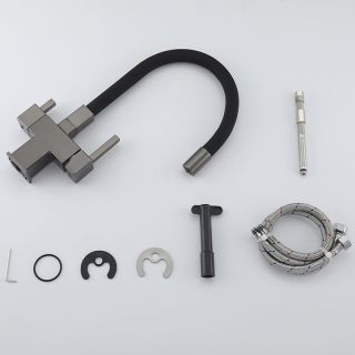 Смеситель для кухни Gappo G4395-39 с подключением фильтра питьевой воды и гибким изливом оружейная сталь